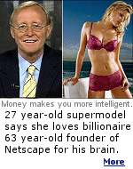 Australian model Kristy Hinze says she was instantly attracted to her 63-year-old billionaire boyfriend Jim Clark because of his brain.